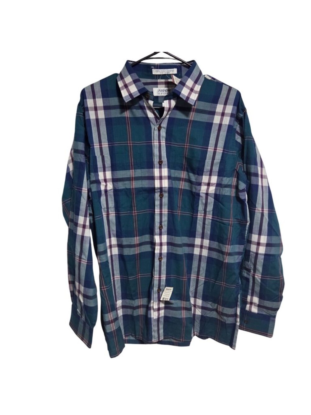 Gant Arrow Sport Button Up Shirt Mens Size XL Blue Green Plaid Long Sleeve